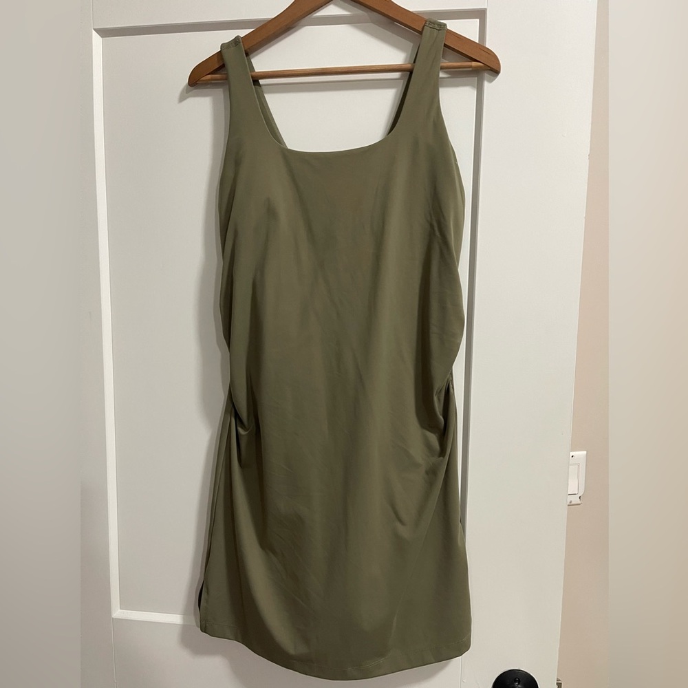 Old Navy Power Soft Maternity Olive Green Sleeveless Dress with built in shorts